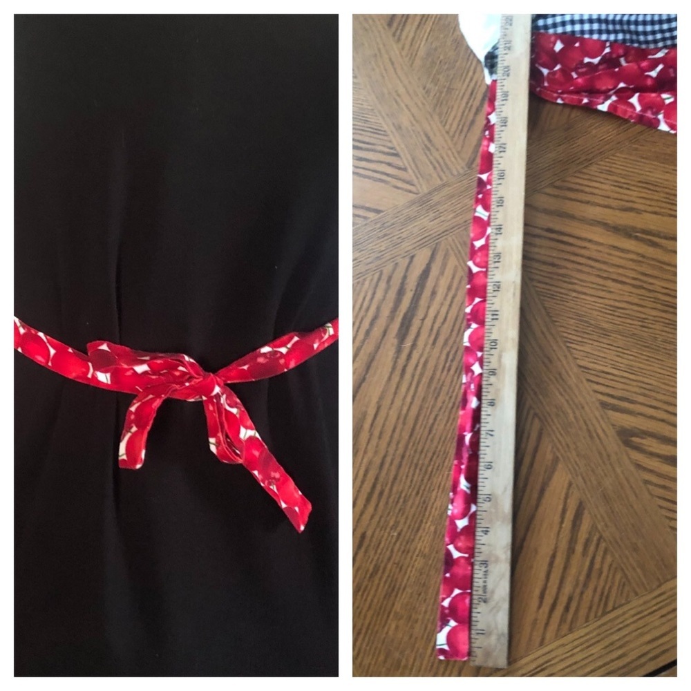 Vintage Rockabilly Cherries and Gingham Print Bib Apron - Picture 12 of 12